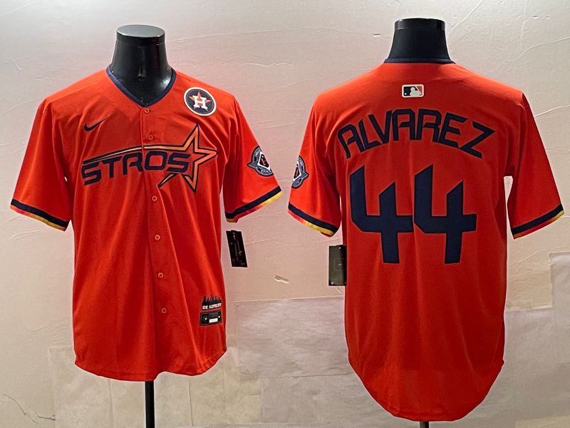 Men Houston Astros #44 Alvarez Orange Three generations Joint Name 2025 Nike MLB Jersey style 2